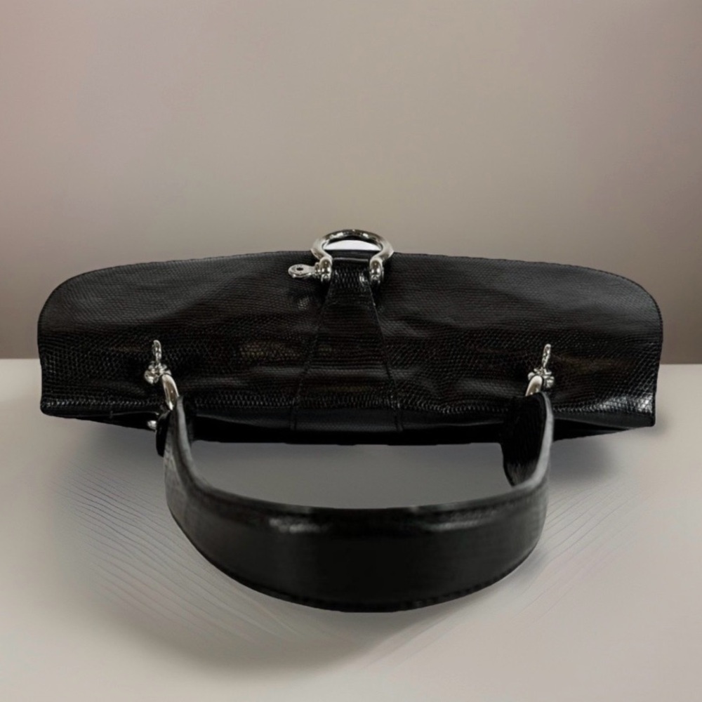 BURBERRY Black Reptile Leather Horse Bit Purse - Vintage Rare Unique - Picture 8 of 9